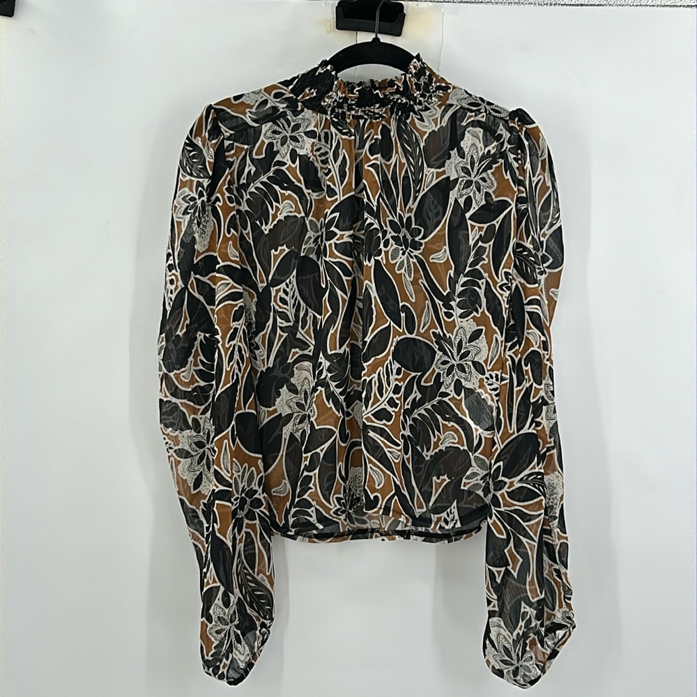 Morgan De Toi Smocked Neck Sheer Blouse Size 42 - US 12
